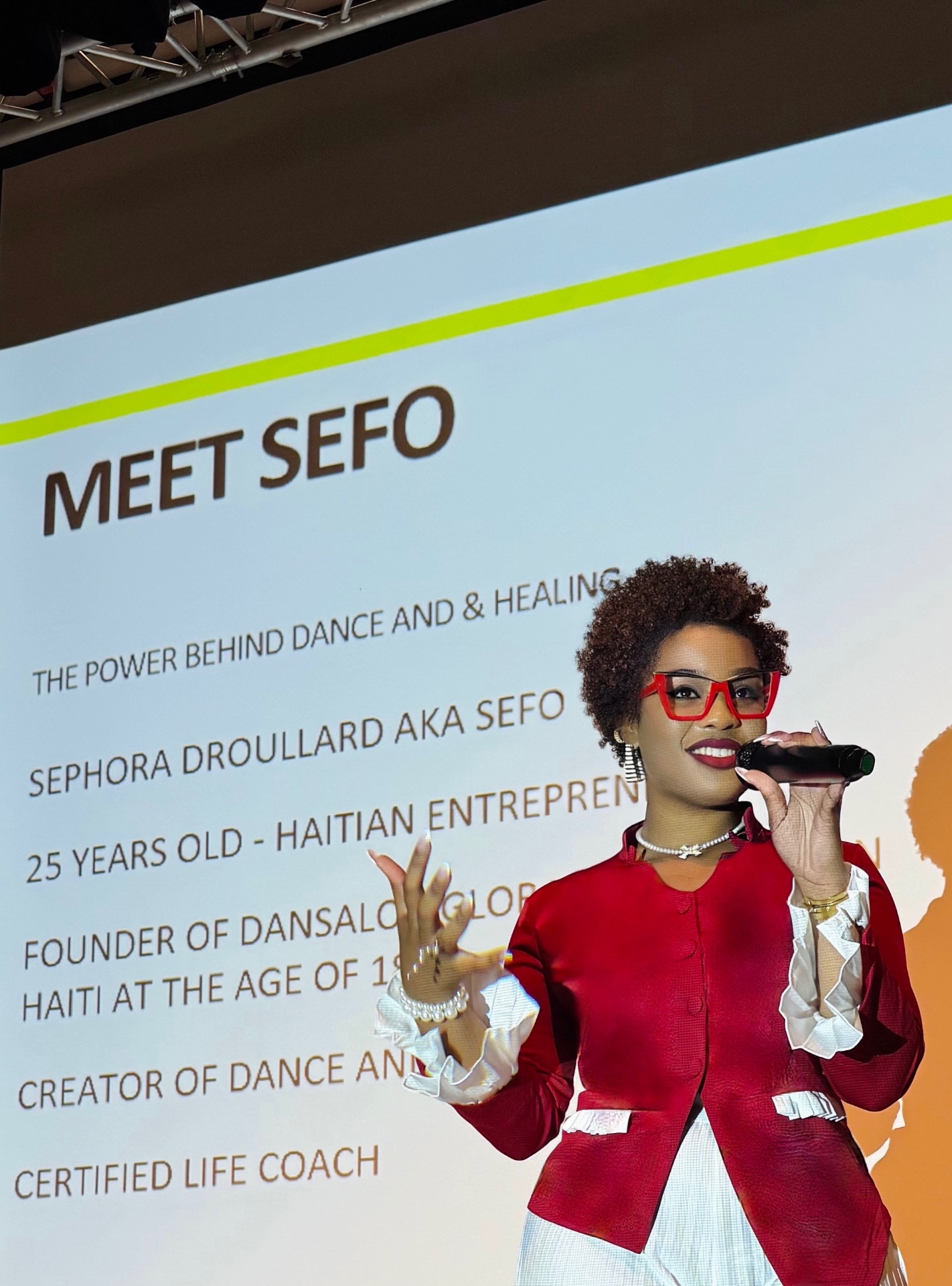 Sephora speaking on stage